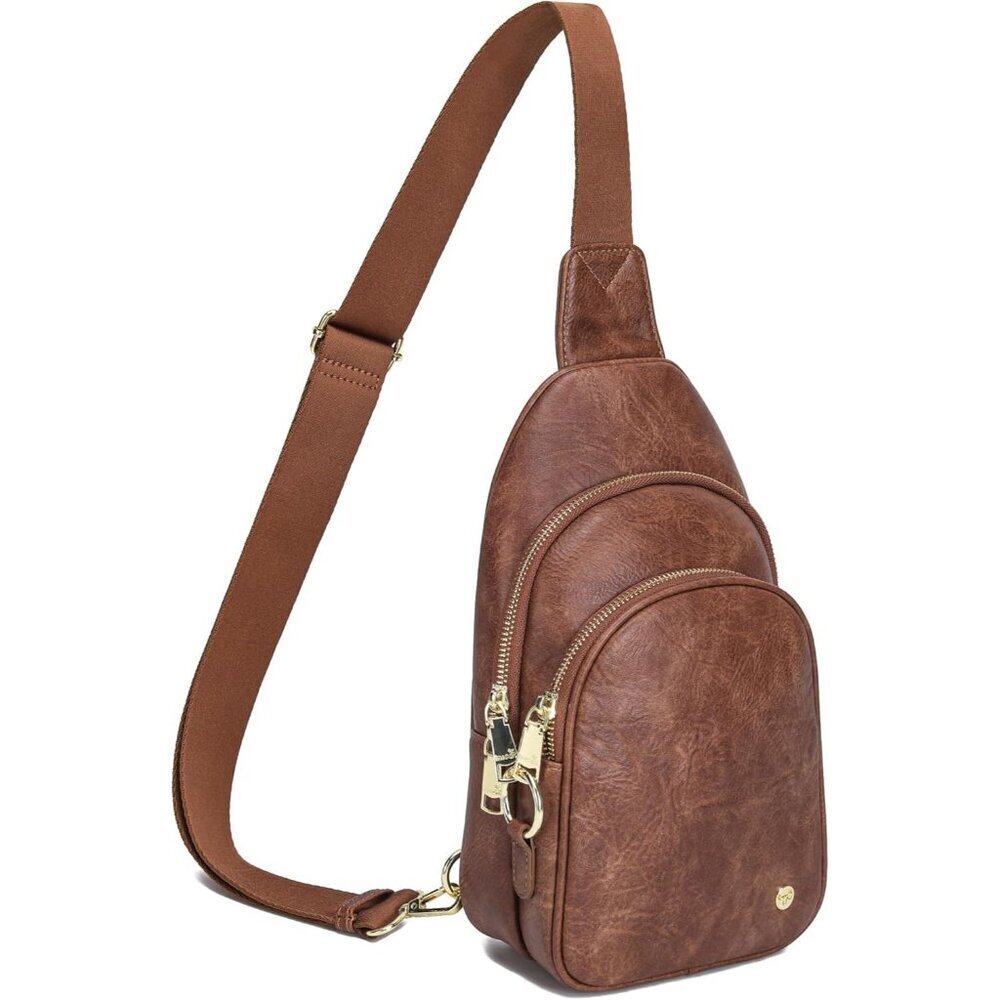 Crossbody Sling Bag Faux Leather Small Purse for Travel Casual Women